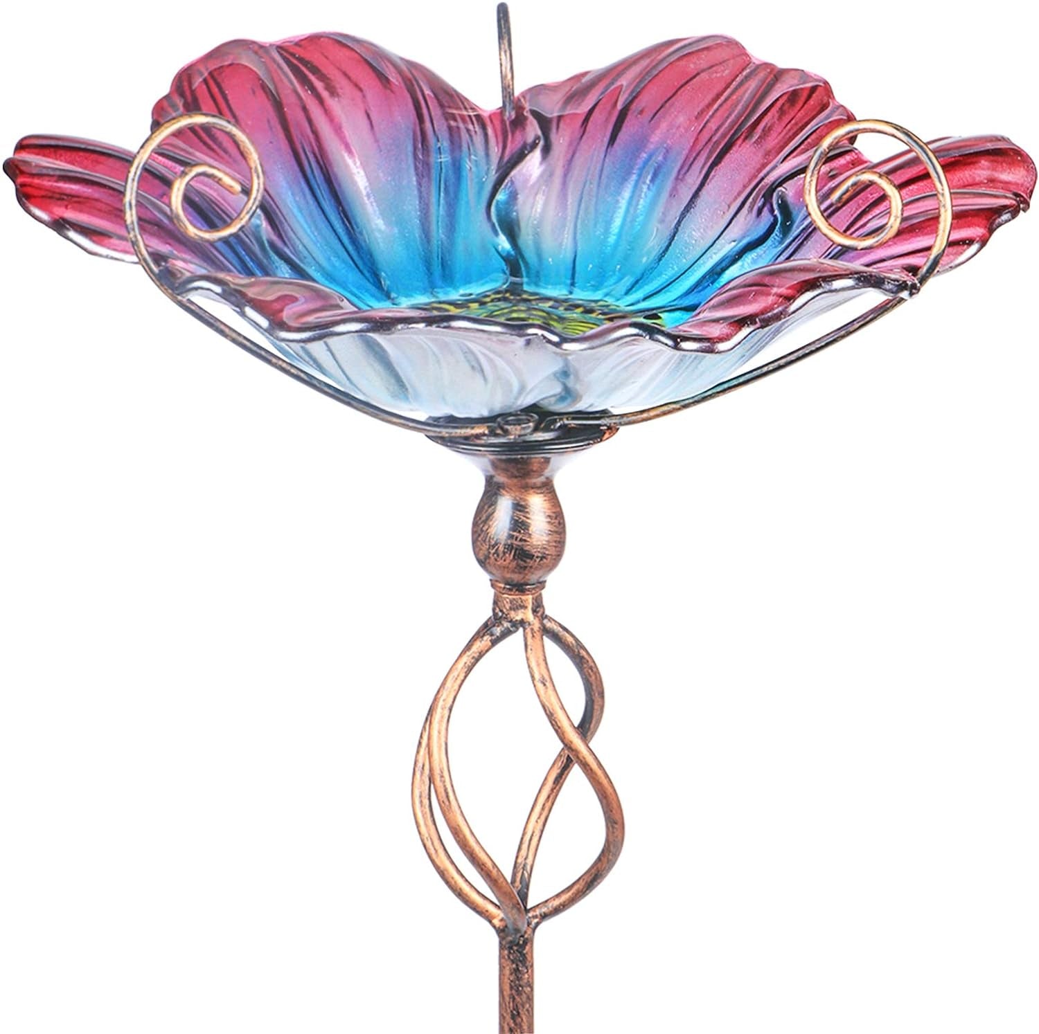 Floral Glass Birdbath