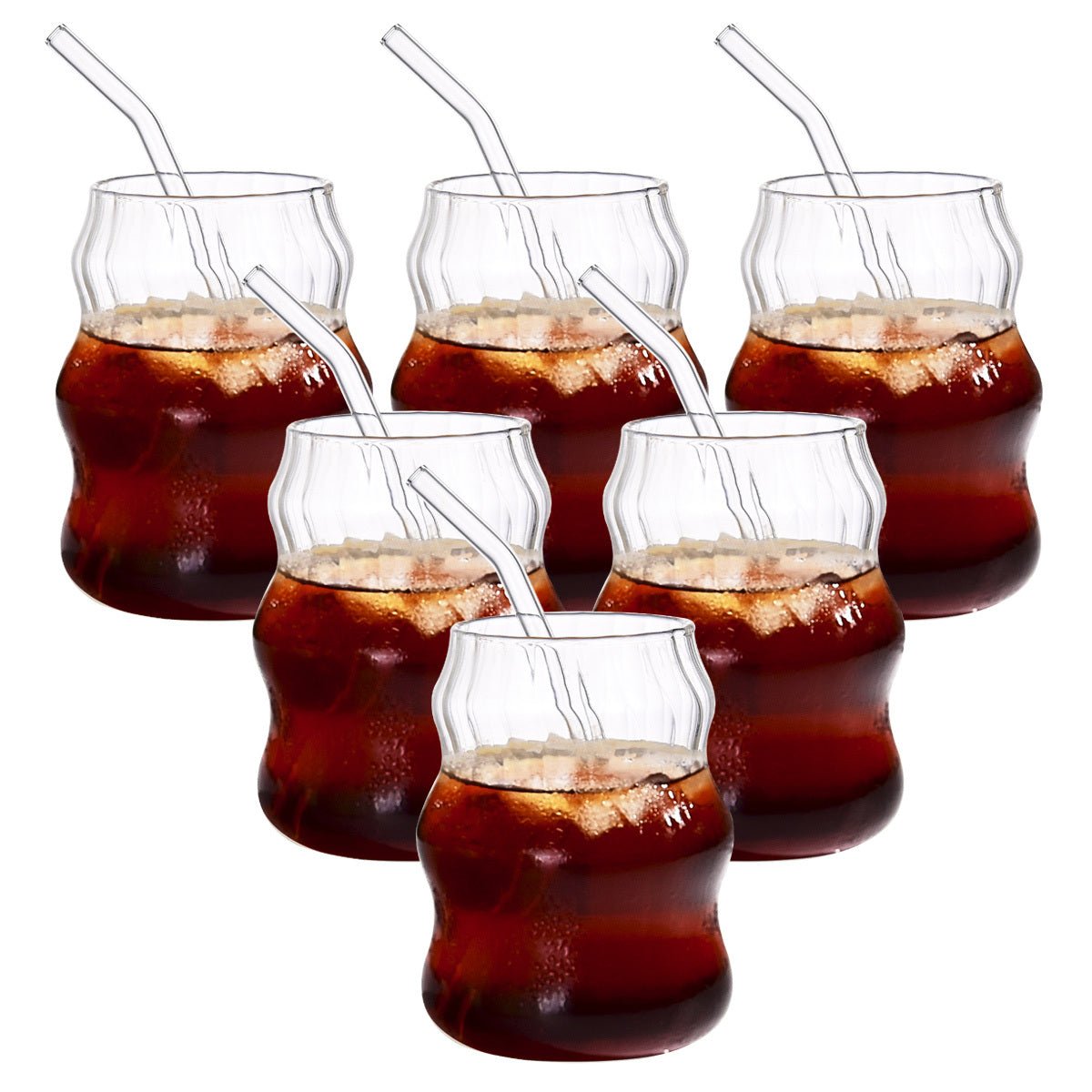 19 Ounce Glass Cups with Straws- 6 Count - Flexx Decor