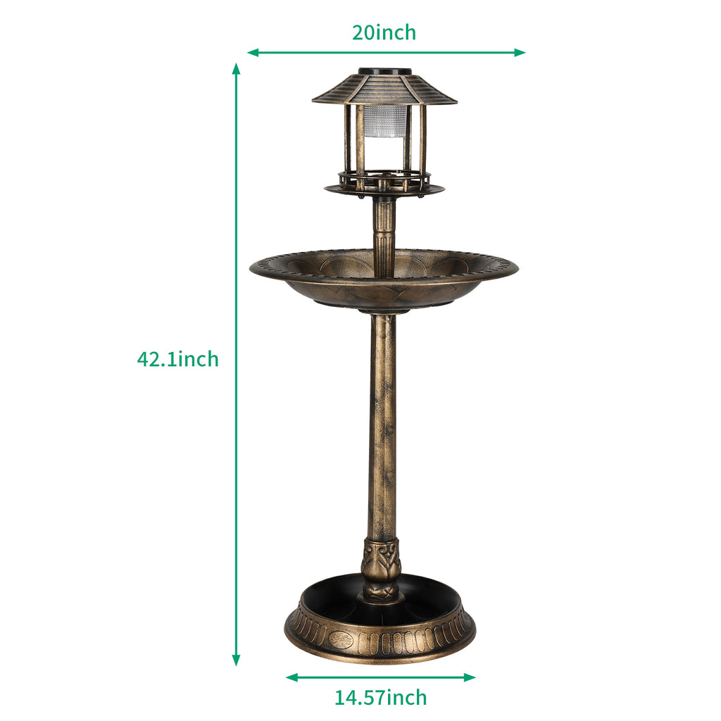 Solar Light Bird Bath 51X51X106 CM