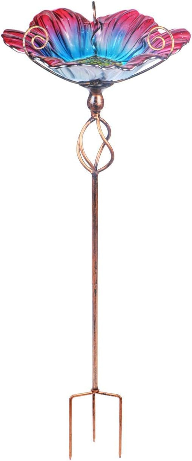 Floral Glass Birdbath