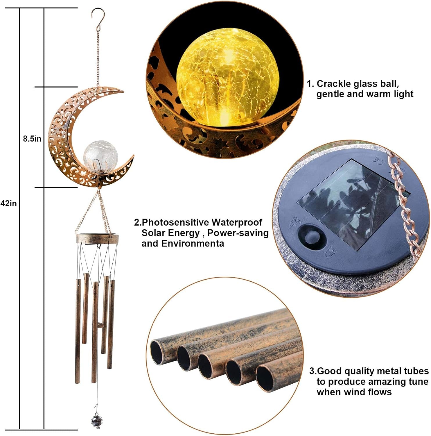 Moon Solar Lights Wind Chime
