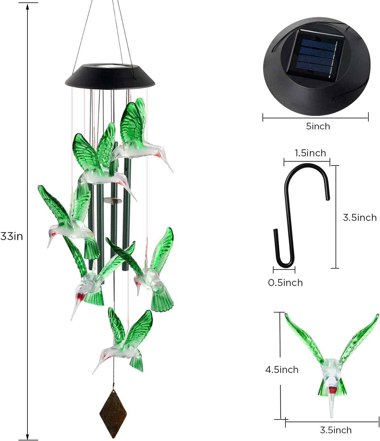 Hummingbird Solar Wind Chime