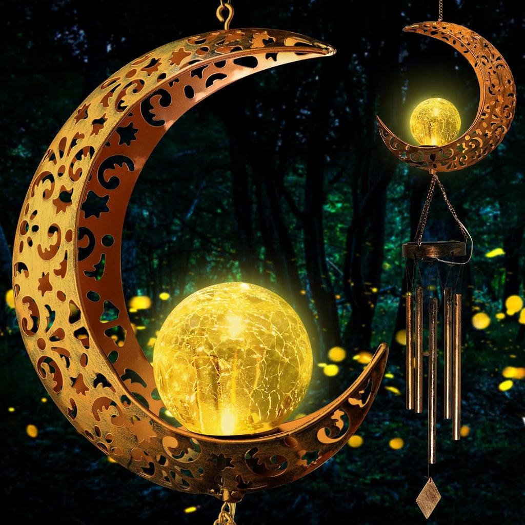 Moon Solar Lights Wind Chime