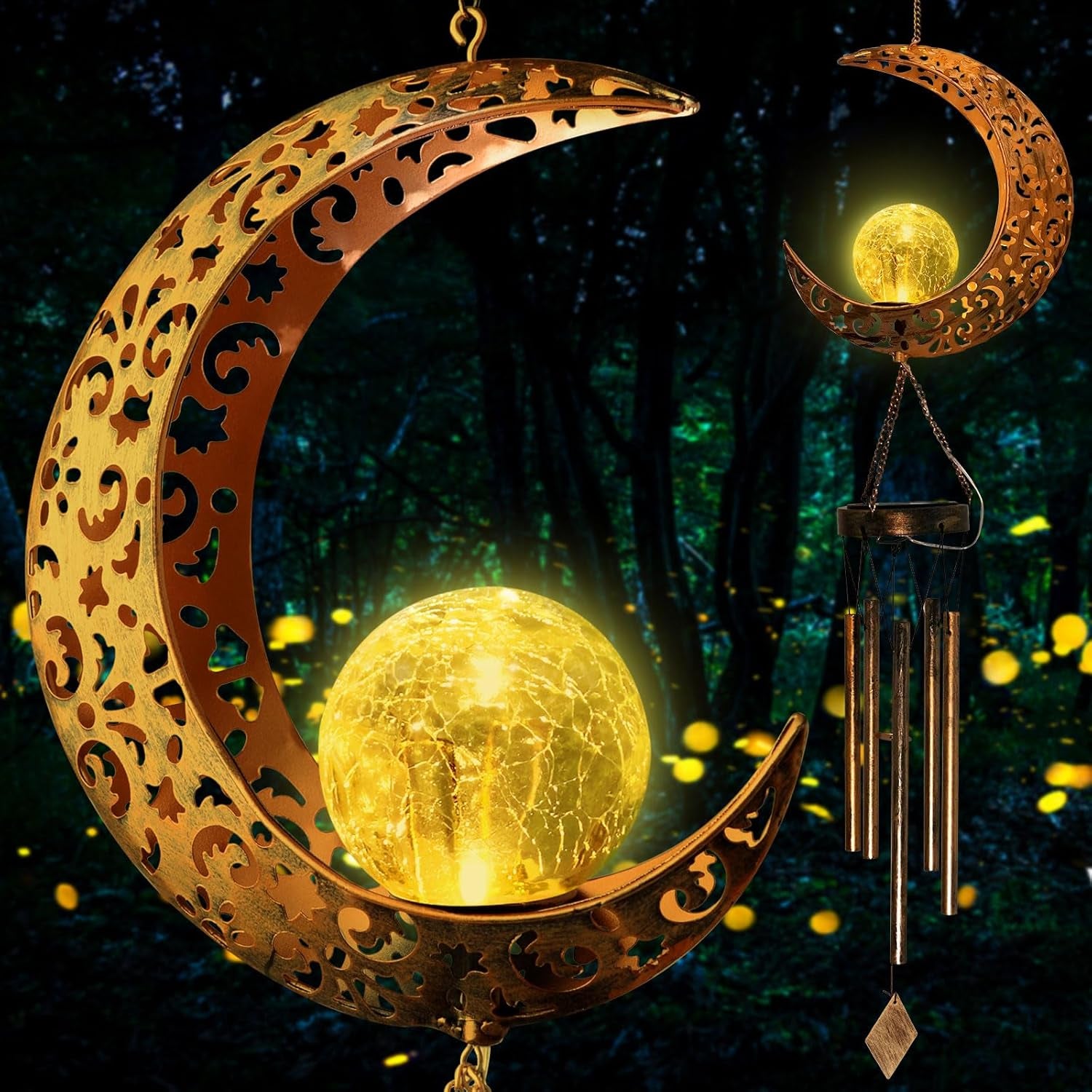 Moon Solar Lights Wind Chime