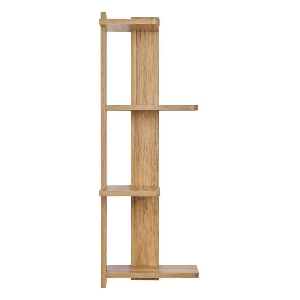 Corner 4-Tier Floating Ledge Column Wall Shelf- Chestnut - Flexx Decor